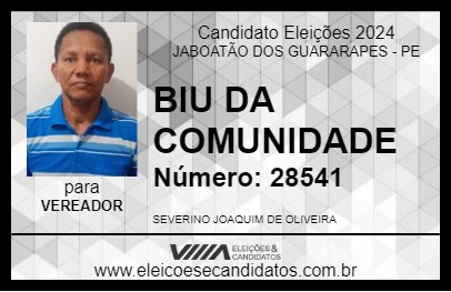 Candidato BIU DA COMUNIDADE 2024 - JABOATÃO DOS GUARARAPES - Eleições