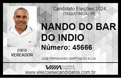 Candidato NANDO DO BAR DO INDIO 2024 - ITAQUITINGA - Eleições