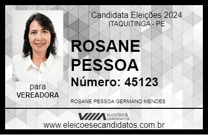 Candidato ROSANE PESSOA 2024 - ITAQUITINGA - Eleições