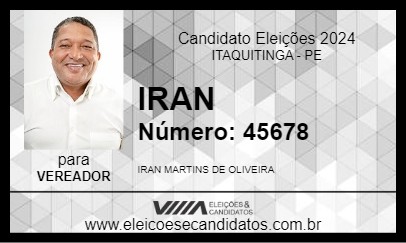 Candidato IRAN 2024 - ITAQUITINGA - Eleições