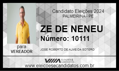 Candidato ZE DE NENEU 2024 - PALMEIRINA - Eleições