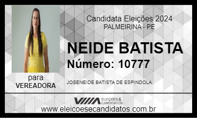 Candidato NEIDE BATISTA 2024 - PALMEIRINA - Eleições