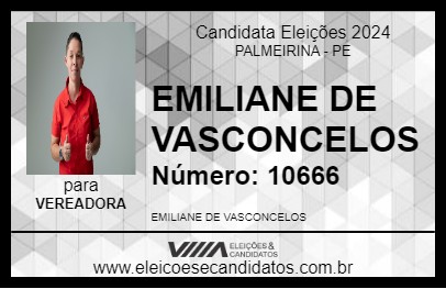 Candidato EMILIANE DE VASCONCELOS 2024 - PALMEIRINA - Eleições