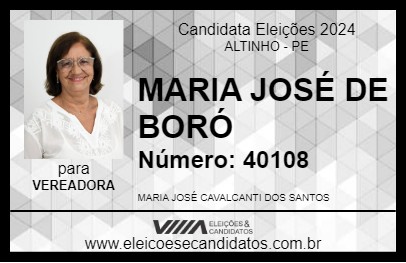 Candidato MARIA JOSÉ DE BORÓ 2024 - ALTINHO - Eleições