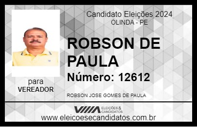 Candidato ROBSON DE PAULA 2024 - OLINDA - Eleições