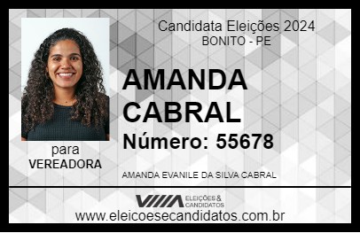 Candidato AMANDA CABRAL 2024 - BONITO - Eleições