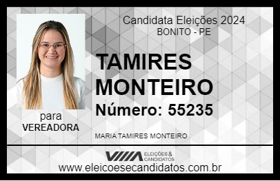 Candidato TAMIRES MONTEIRO 2024 - BONITO - Eleições