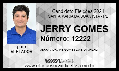 Candidato JERRY GOMES  2024 - SANTA MARIA DA BOA VISTA - Eleições