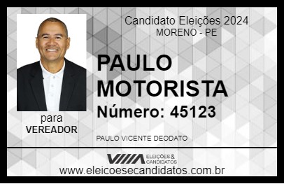 Candidato PAULO MOTORISTA 2024 - MORENO - Eleições