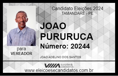 Candidato JOAO PURURUCA 2024 - TAMANDARÉ - Eleições