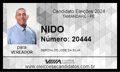 Candidato NIDO 2024 - TAMANDARÉ - Eleições