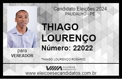 Candidato THIAGO LOURENÇO 2024 - PAUDALHO - Eleições