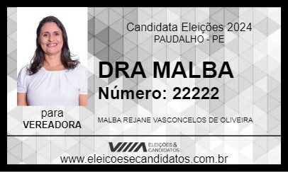 Candidato DRA MALBA 2024 - PAUDALHO - Eleições