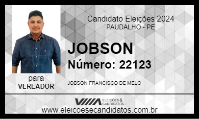 Candidato JOBSON 2024 - PAUDALHO - Eleições