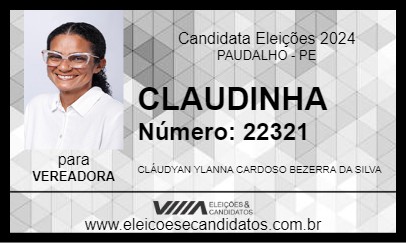 Candidato CLAUDINHA 2024 - PAUDALHO - Eleições