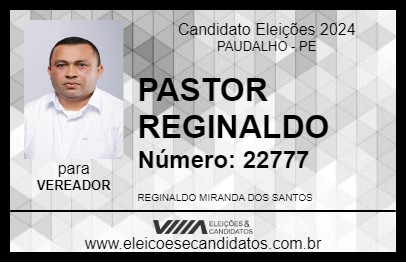 Candidato PASTOR REGINALDO 2024 - PAUDALHO - Eleições