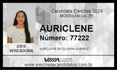 Candidato AURICLENE 2024 - MOREILÂNDIA - Eleições