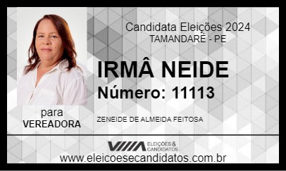 Candidato IRMÂ NEIDE 2024 - TAMANDARÉ - Eleições