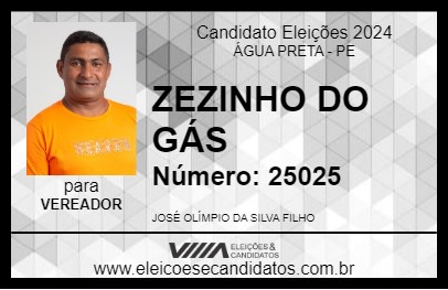 Candidato ZEZINHO DO GÁS 2024 - ÁGUA PRETA - Eleições