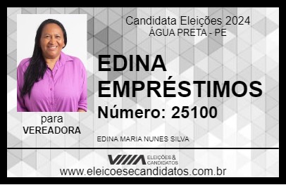 Candidato EDINA EMPRÉSTIMOS 2024 - ÁGUA PRETA - Eleições