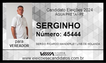 Candidato SERGINHO 2024 - ÁGUA PRETA - Eleições