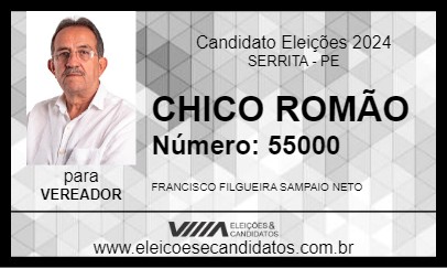 Candidato CHICO ROMÃO 2024 - SERRITA - Eleições