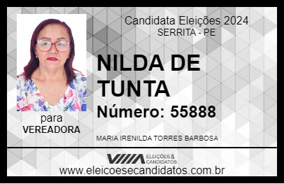 Candidato NILDA DE TUNTA 2024 - SERRITA - Eleições