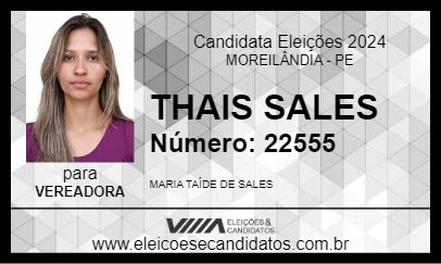 Candidato THAIS SALES 2024 - MOREILÂNDIA - Eleições