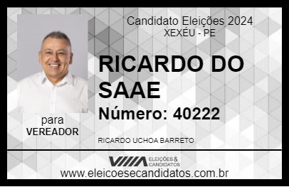 Candidato RICARDO UCHOA 2024 - XEXÉU - Eleições