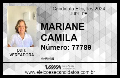 Candidato MARIANE CAMILA 2024 - JUPI - Eleições