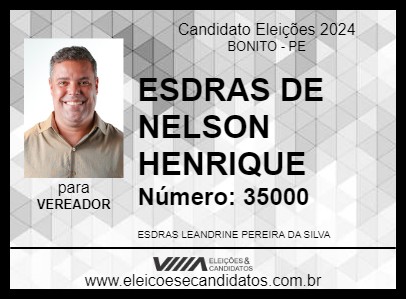 Candidato ESDRAS DE NELSON HENRIQUE 2024 - BONITO - Eleições