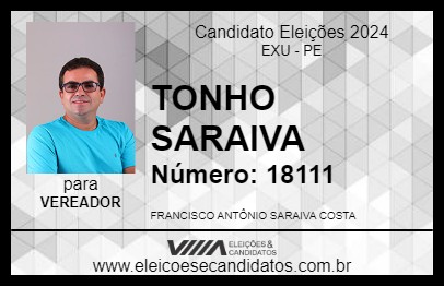 Candidato TONHO SARAIVA 2024 - EXU - Eleições