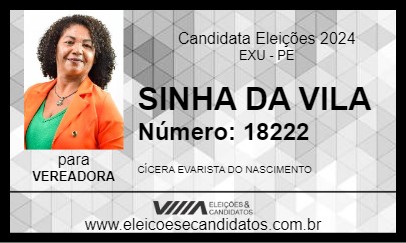 Candidato SINHA DA VILA 2024 - EXU - Eleições