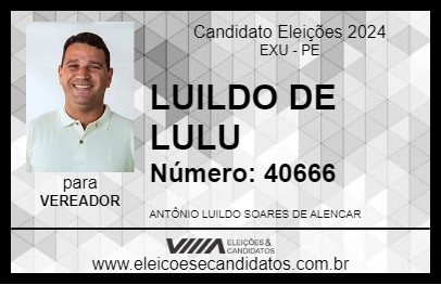 Candidato LUILDO DE LULU 2024 - EXU - Eleições