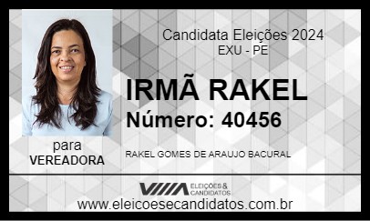 Candidato IRMÃ RAKEL 2024 - EXU - Eleições