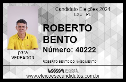 Candidato ROBERTO BENTO 2024 - EXU - Eleições