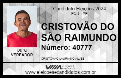 Candidato CRISTOVÃO DO SÃO RAIMUNDO 2024 - EXU - Eleições