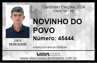 Candidato NOVINHO DO POVO 2024 - ITAPETIM - Eleições