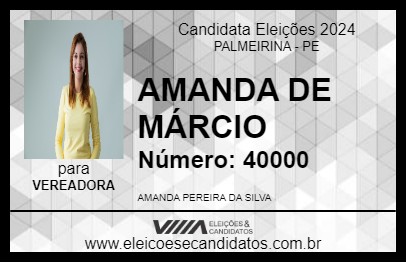 Candidato AMANDA DE MÁRCIO 2024 - PALMEIRINA - Eleições