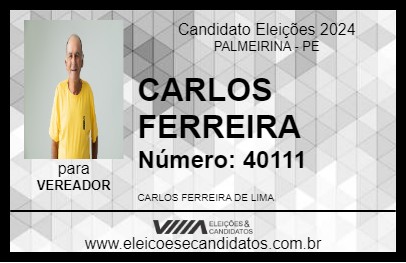 Candidato CARLOS FERREIRA 2024 - PALMEIRINA - Eleições