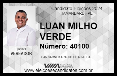 Candidato LUAN MILHO VERDE 2024 - TAMANDARÉ - Eleições