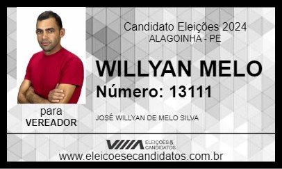 Candidato WILLYAN MELO 2024 - ALAGOINHA - Eleições