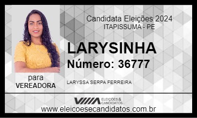 Candidato LARYSINHA 2024 - ITAPISSUMA - Eleições