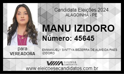 Candidato MANU IZIDORO 2024 - ALAGOINHA - Eleições