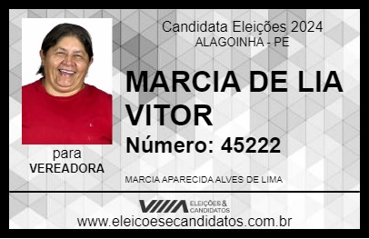 Candidato MARCIA DE LIA VITOR 2024 - ALAGOINHA - Eleições