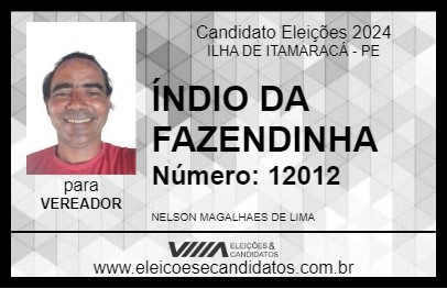 Candidato ÍNDIO DA FAZENDINHA  2024 - ILHA DE ITAMARACÁ - Eleições