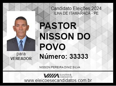 Candidato PASTOR  NISSON DO POVO 2024 - ILHA DE ITAMARACÁ - Eleições