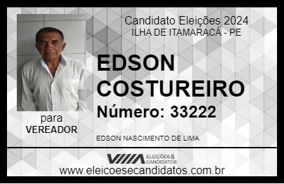 Candidato EDSON COSTUREIRO 2024 - ILHA DE ITAMARACÁ - Eleições