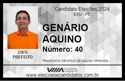 Candidato GENÁRIO AQUINO 2024 - EXU - Eleições