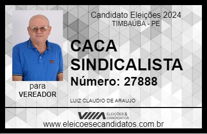 Candidato CACA SINDICALISTA 2024 - TIMBAÚBA - Eleições